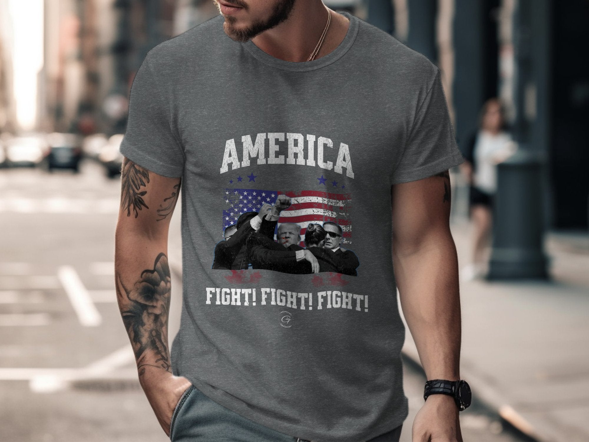 America Fight Fight Fight Trump Graphic Tee - Patriotic Trump Shirt