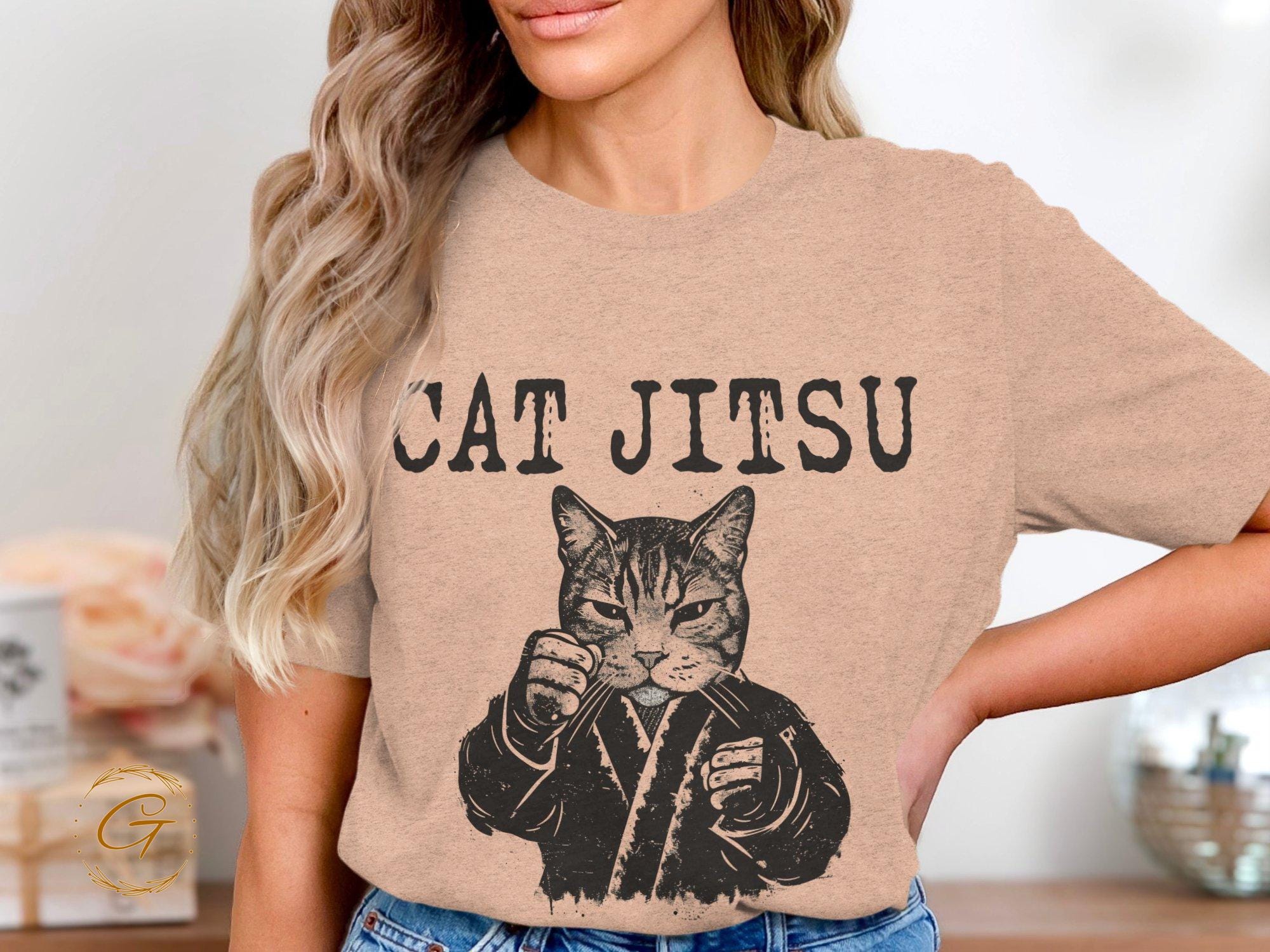 Cat Jitsu Design T-Shirt, Karate Cat Tee