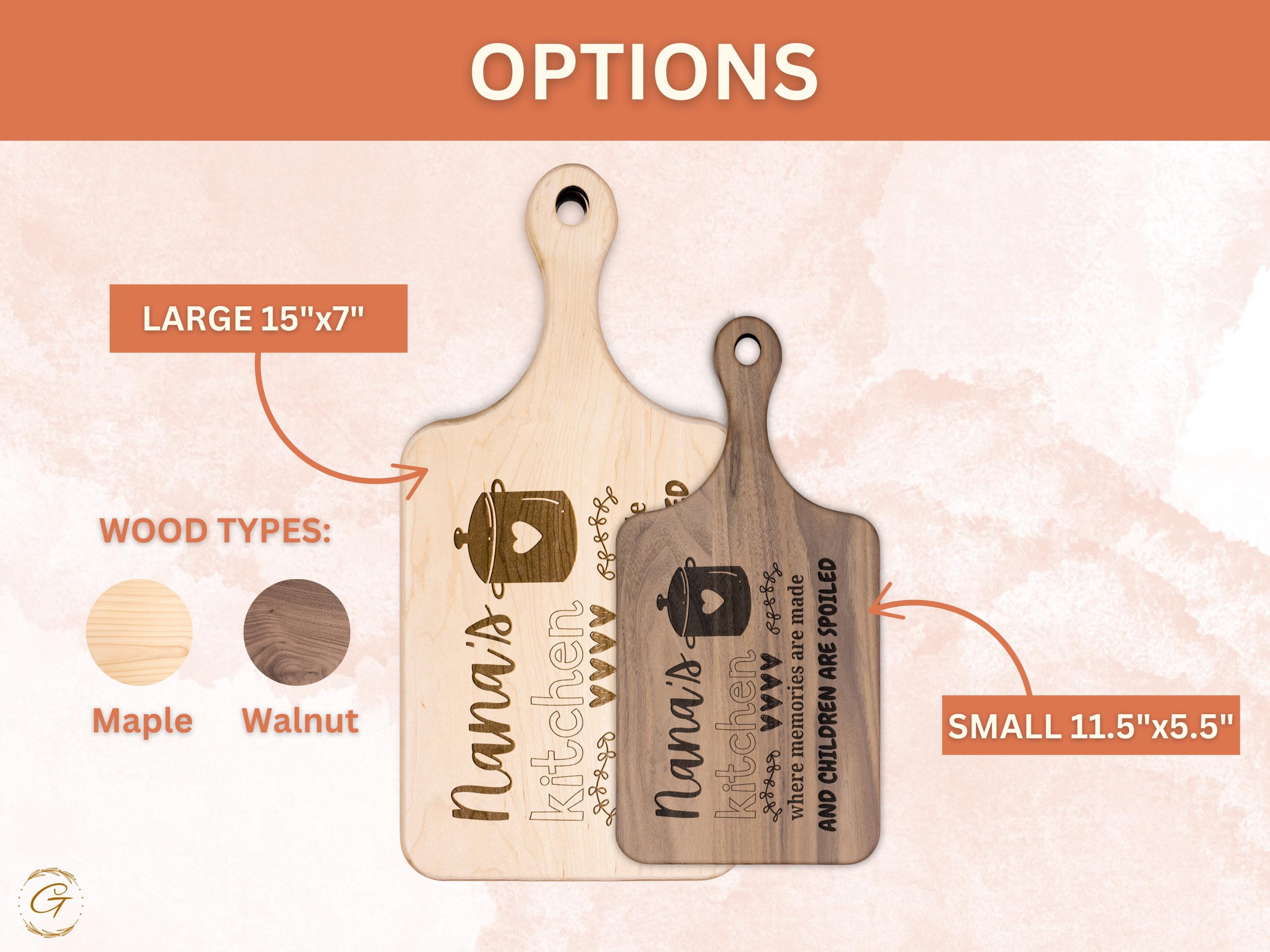 Nana's Kitchen Hardwood Cutting Board | Where Memories Are Made & Children Are Spoiled | Engraved Gift for Grandma's Kitchen | Gift for Nana