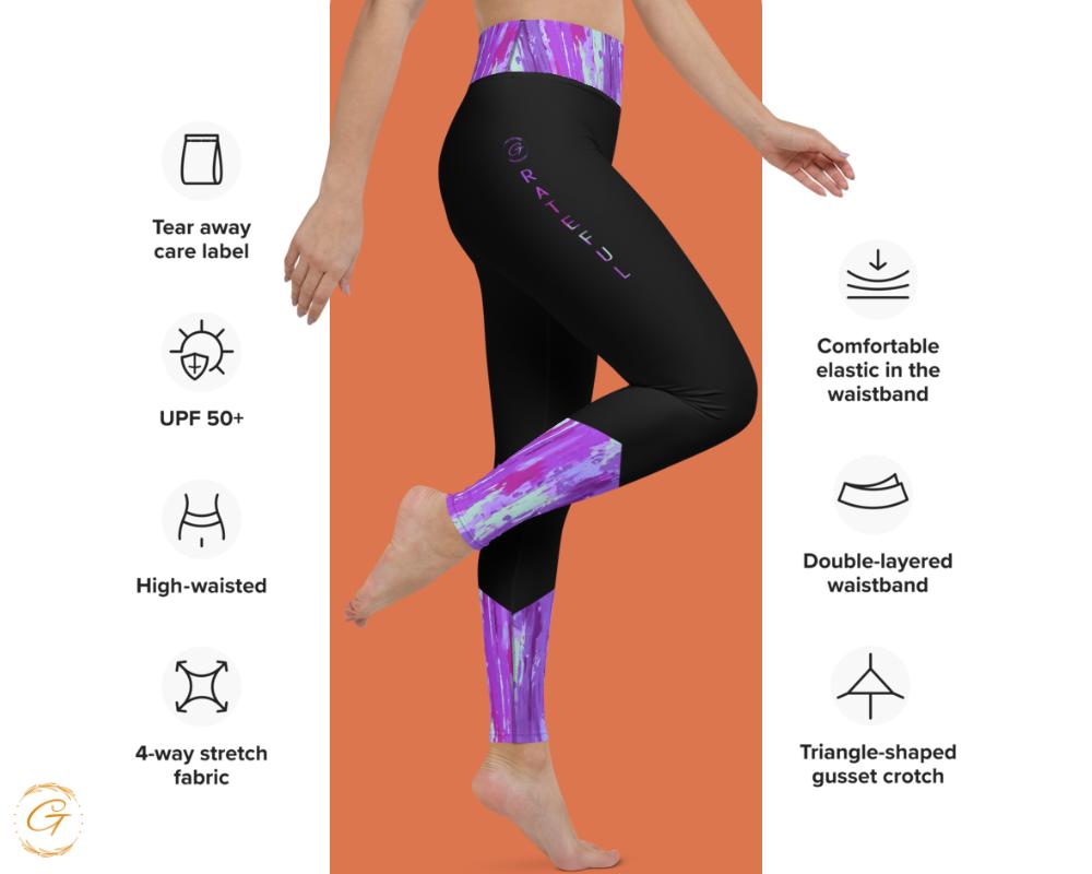 Stylish Black Purple Yoga Leggings and Shorts