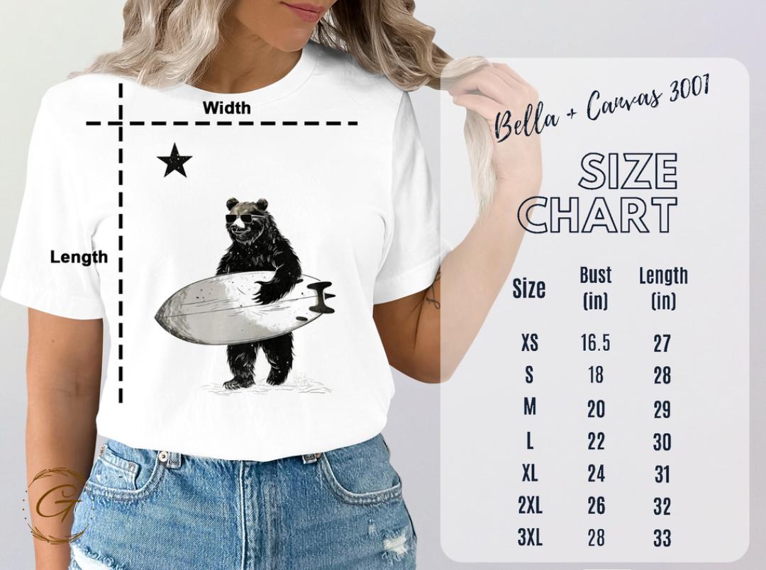 Surfing Bear T-Shirt, Beach Bear Graphic Tee