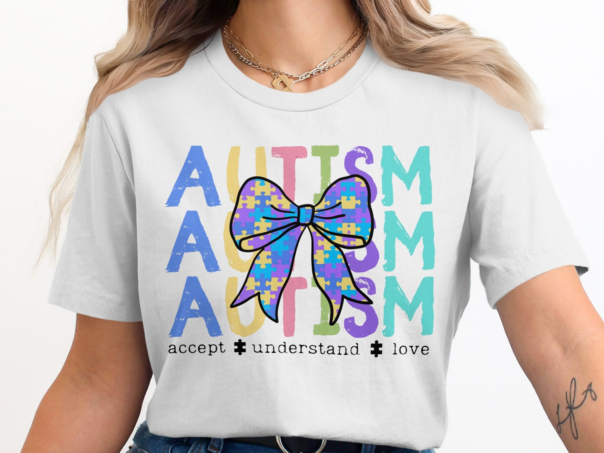 Autism Awareness Bow Puzzle Tshirt product