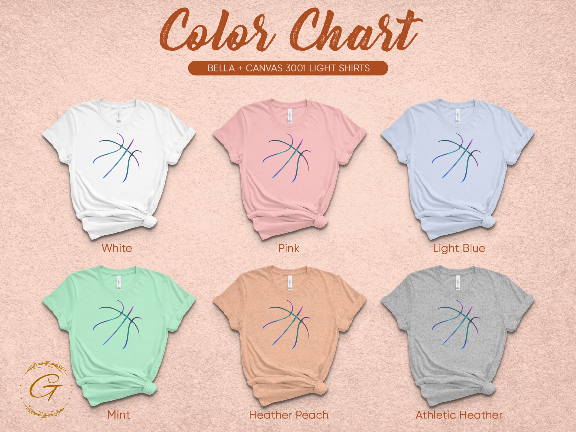 Colorful Basketball Design on Bella Canvas Shirt product type