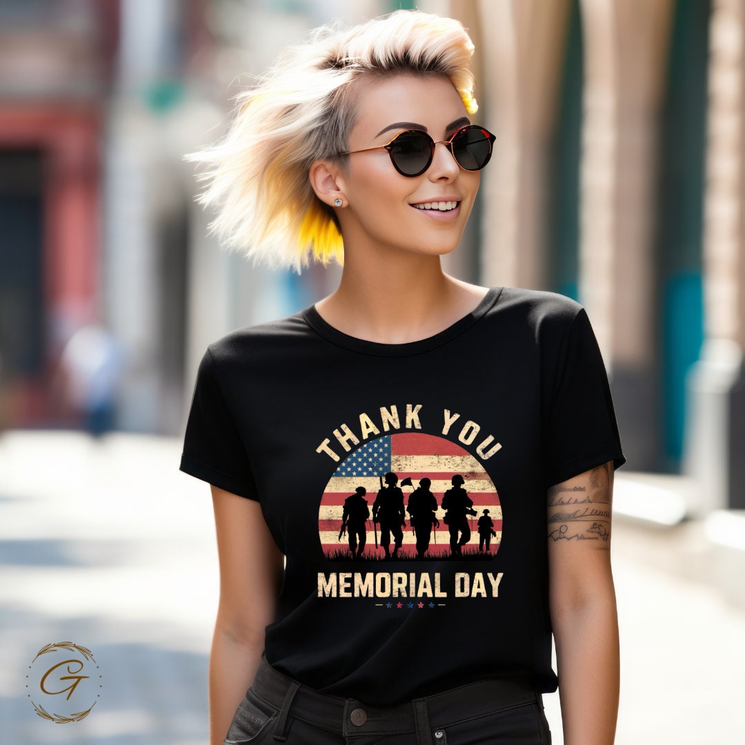 Patriotic Memorial Day Shirt - USA Flag Graphic Tee for Men & Women