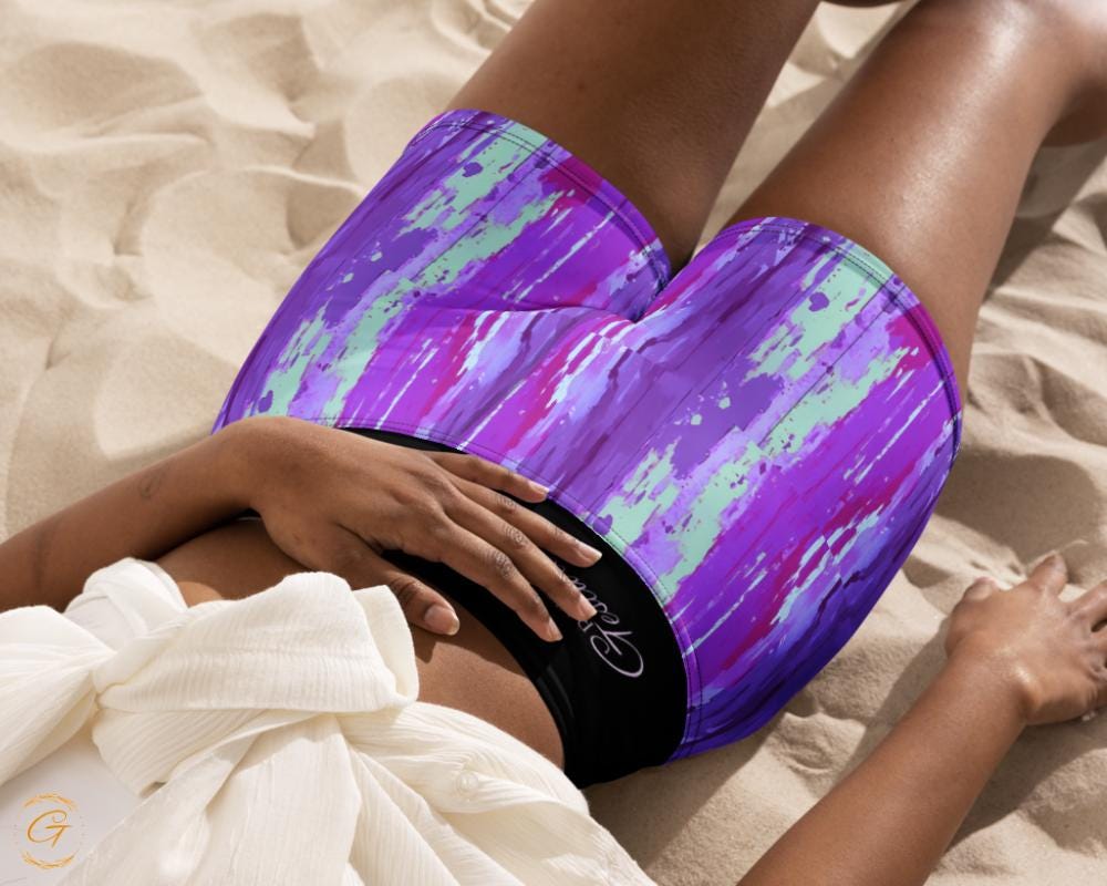 Stylish Black Purple Yoga Leggings and Shorts