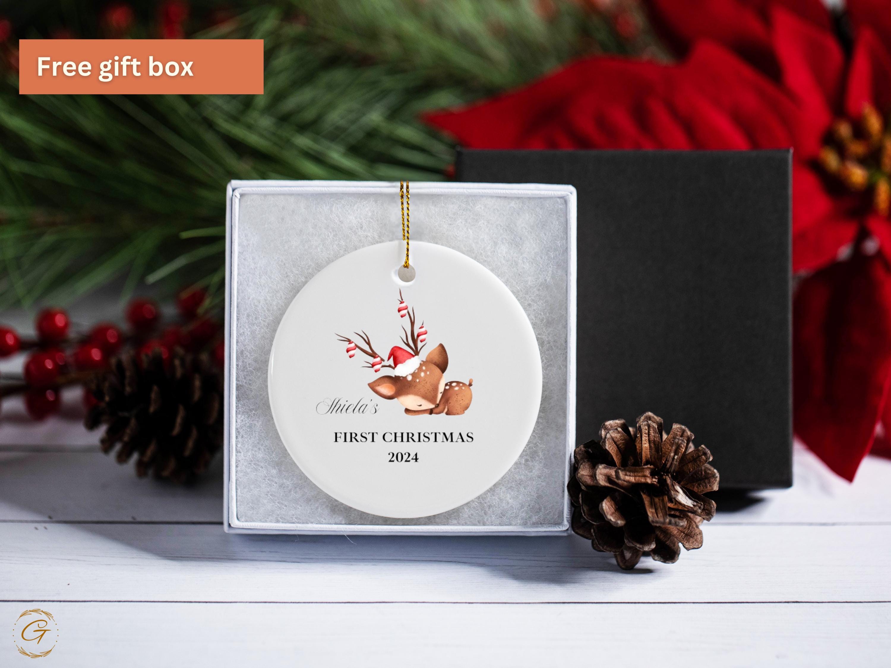 Personalized Reindeer Ornaments, First Christmas 2024, Personalized Deer Christmas Ornaments, Adorable Baby Reindeer Keepsake, Holiday Gifts