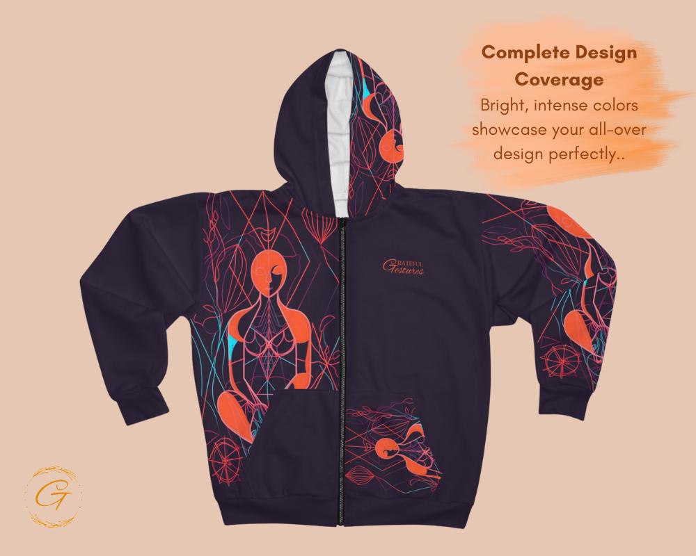 Retro Checkered Zip Hoodie All-Over Print