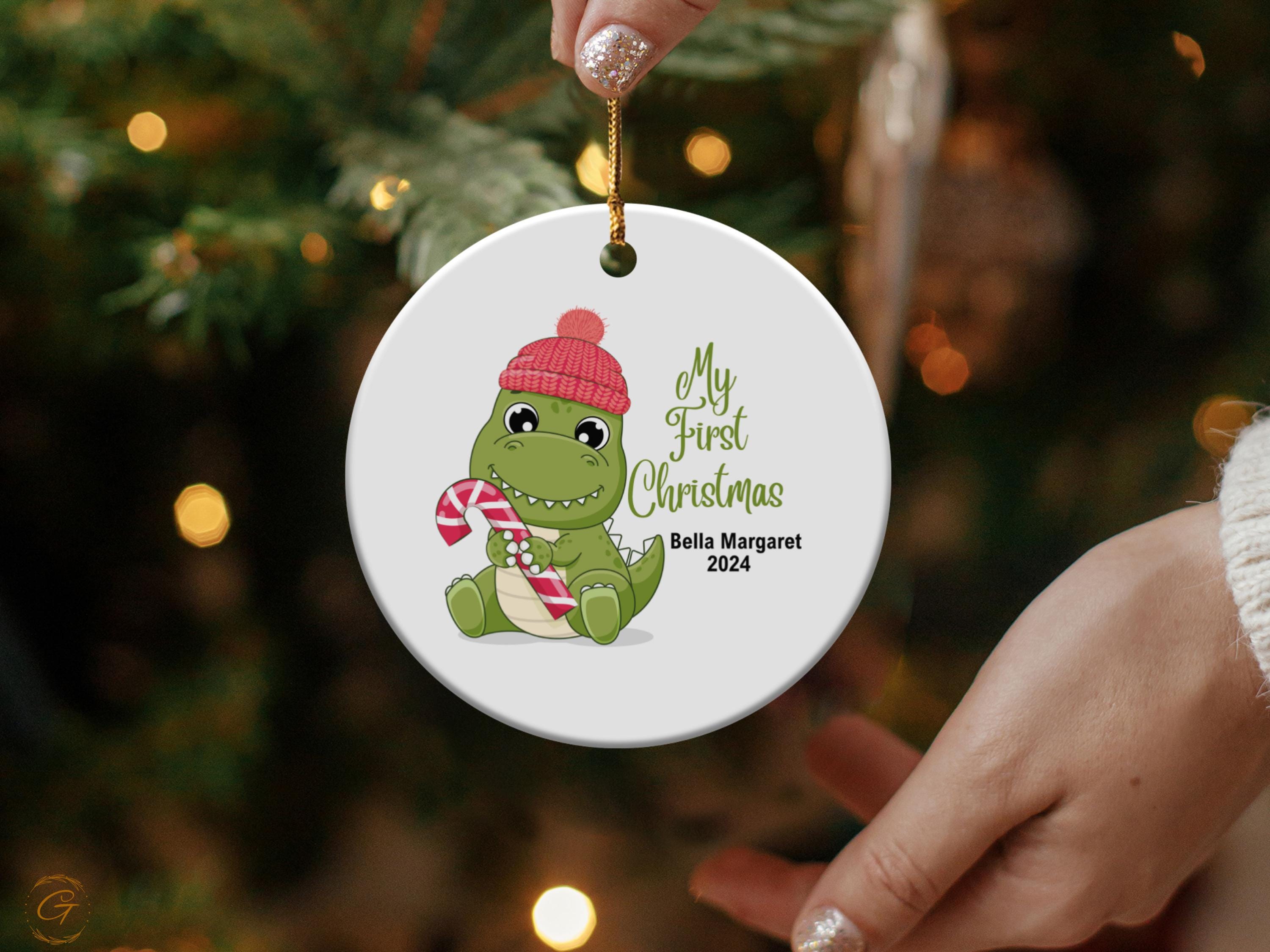 My First Christmas Ornament, Dinosaur Baby's First Christmas Gift, Cute Holiday Decoration Personalized Keepsake , Unique Gift for Stockings