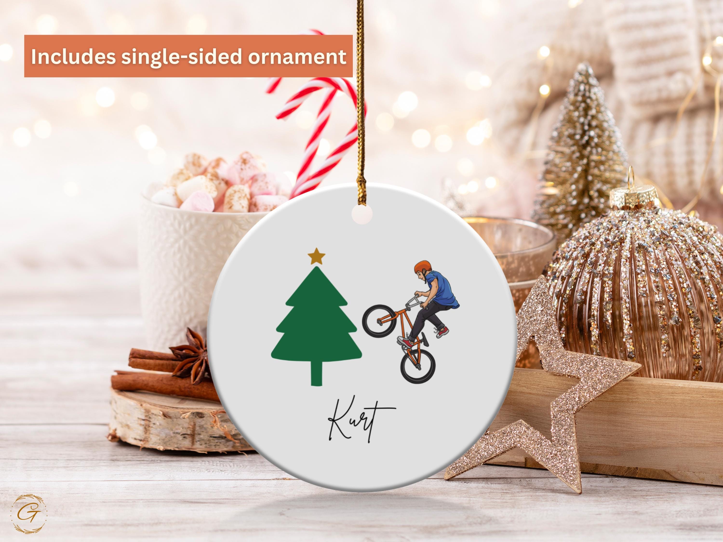 Personalized Christmas Ornament with Biker Rider Design, Unique Holiday Tree Decoration, Perfect Gift for Cycling Enthusiast, Christmas Gift