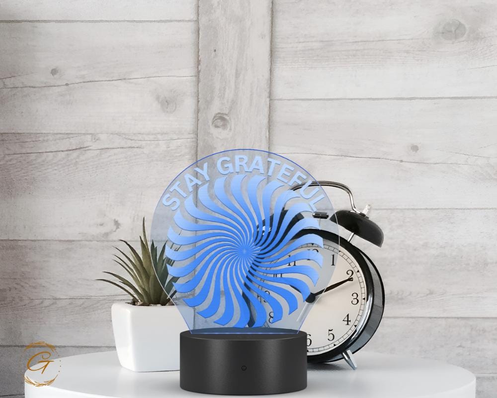 Stay Grateful Circle Acrylic LED Sign Inspirational Light Decor