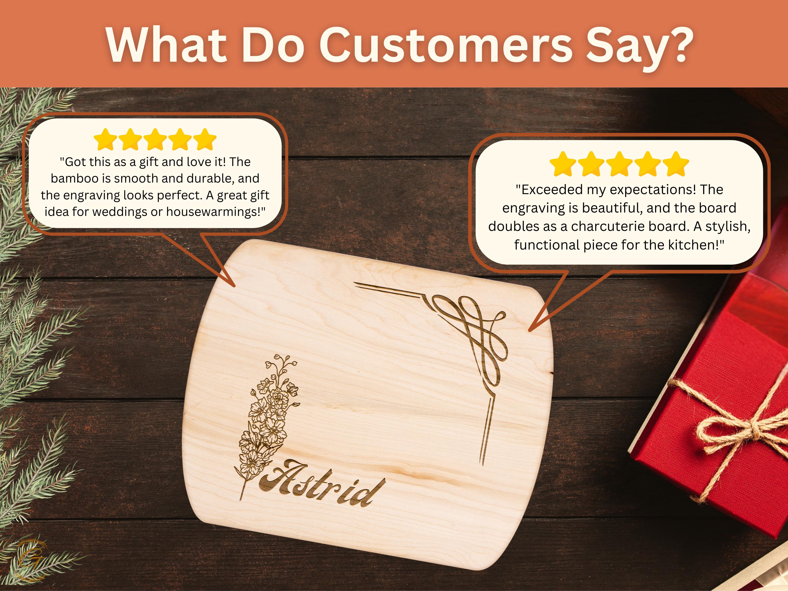 Personalized Cutting Board with Larkspur Engraving