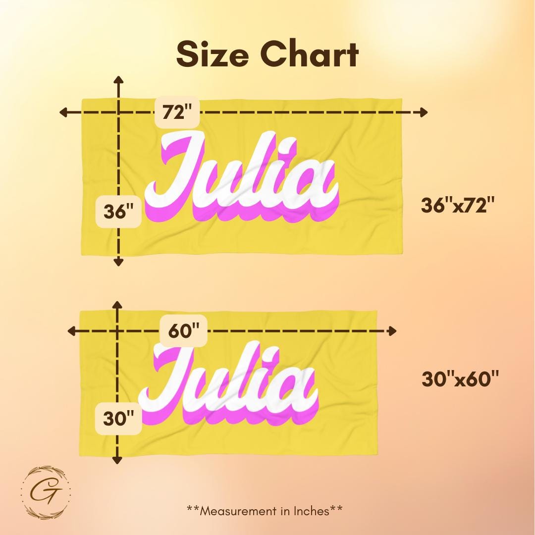 Bright Yellow Color Beach Towel with Custom Name