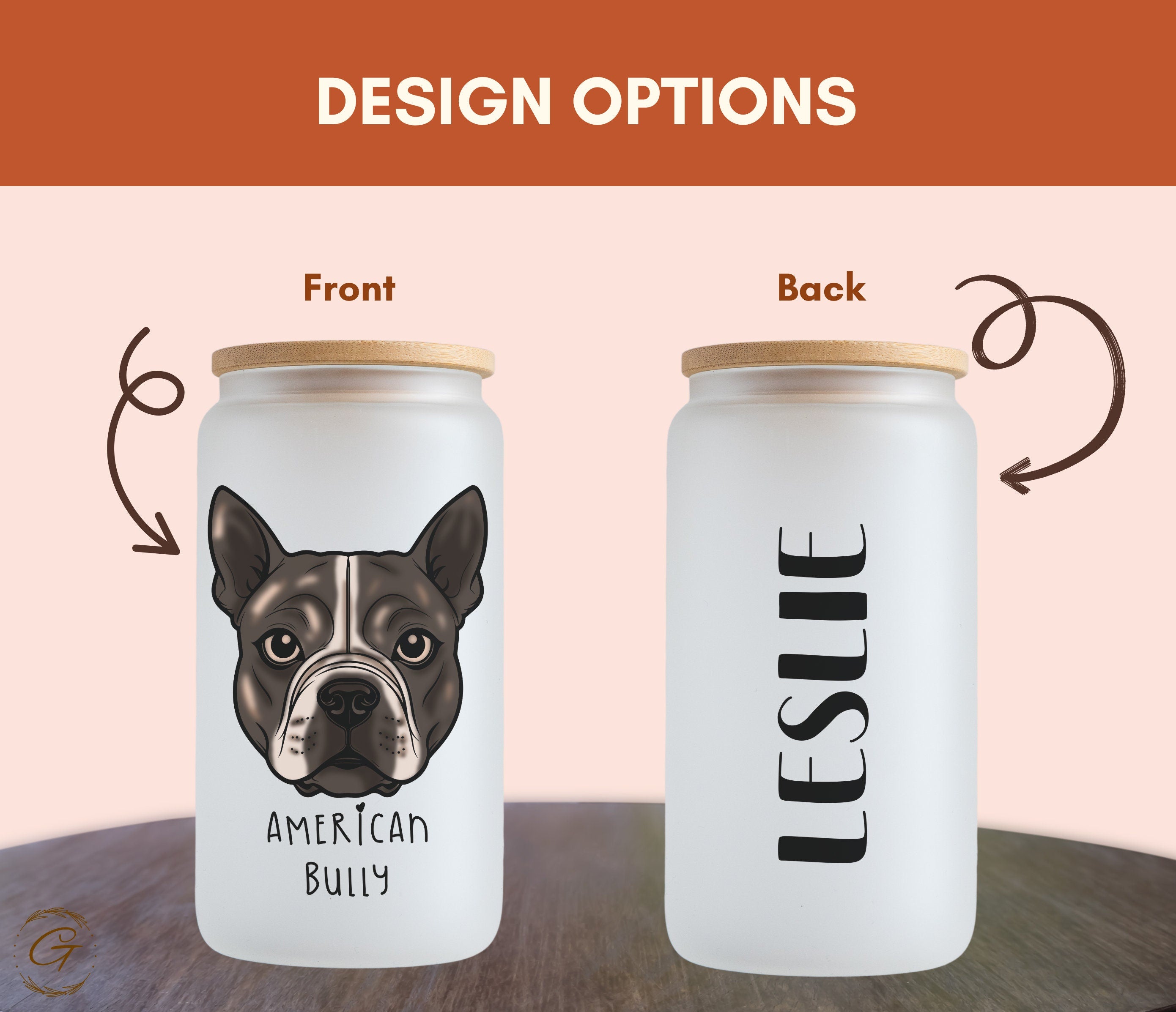 Personalized Dog American Bully Tumbler Frosted Glass With Personalized Name
