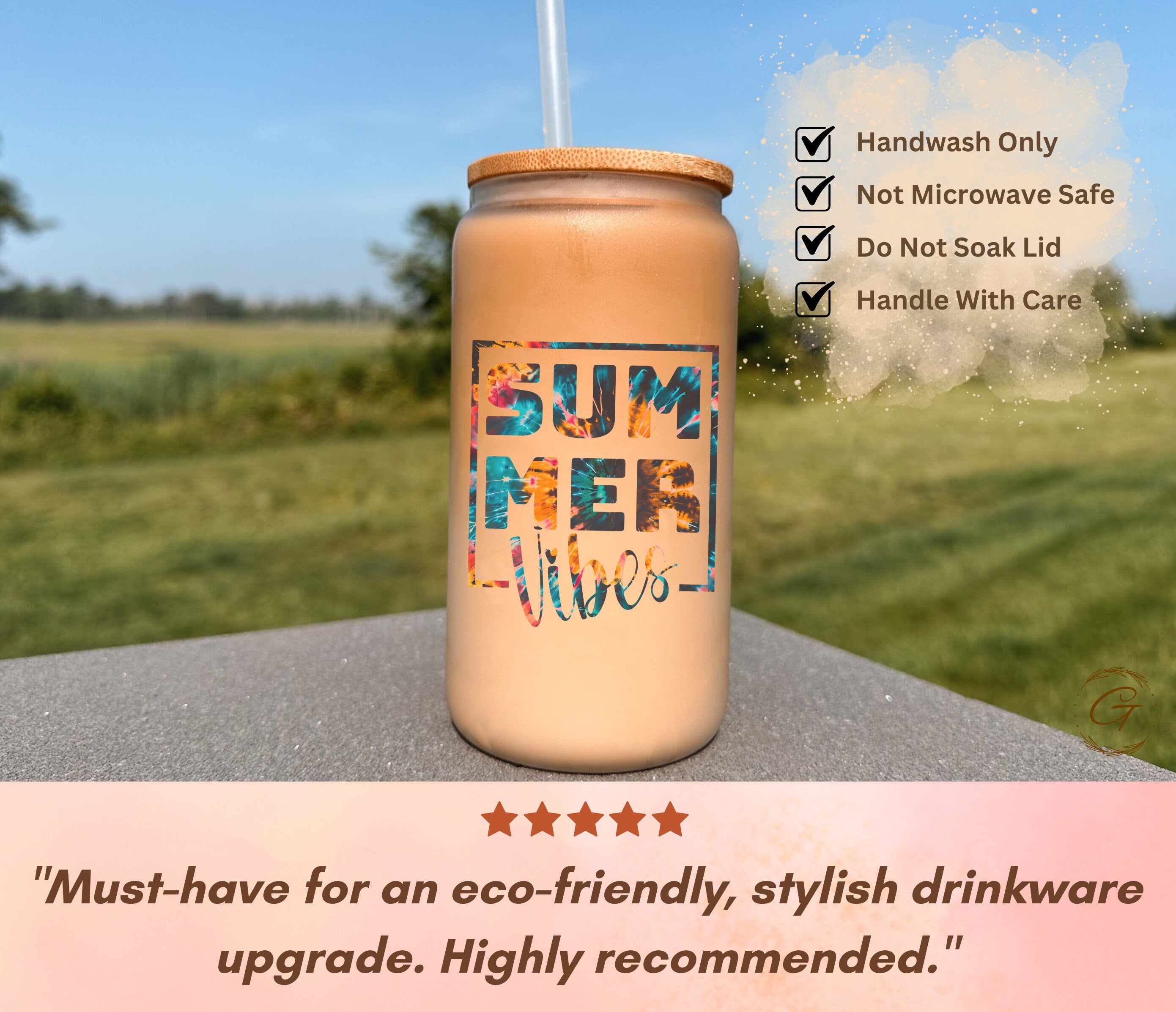 Summer Vibes Colorful Design Frosted Glass tumbler