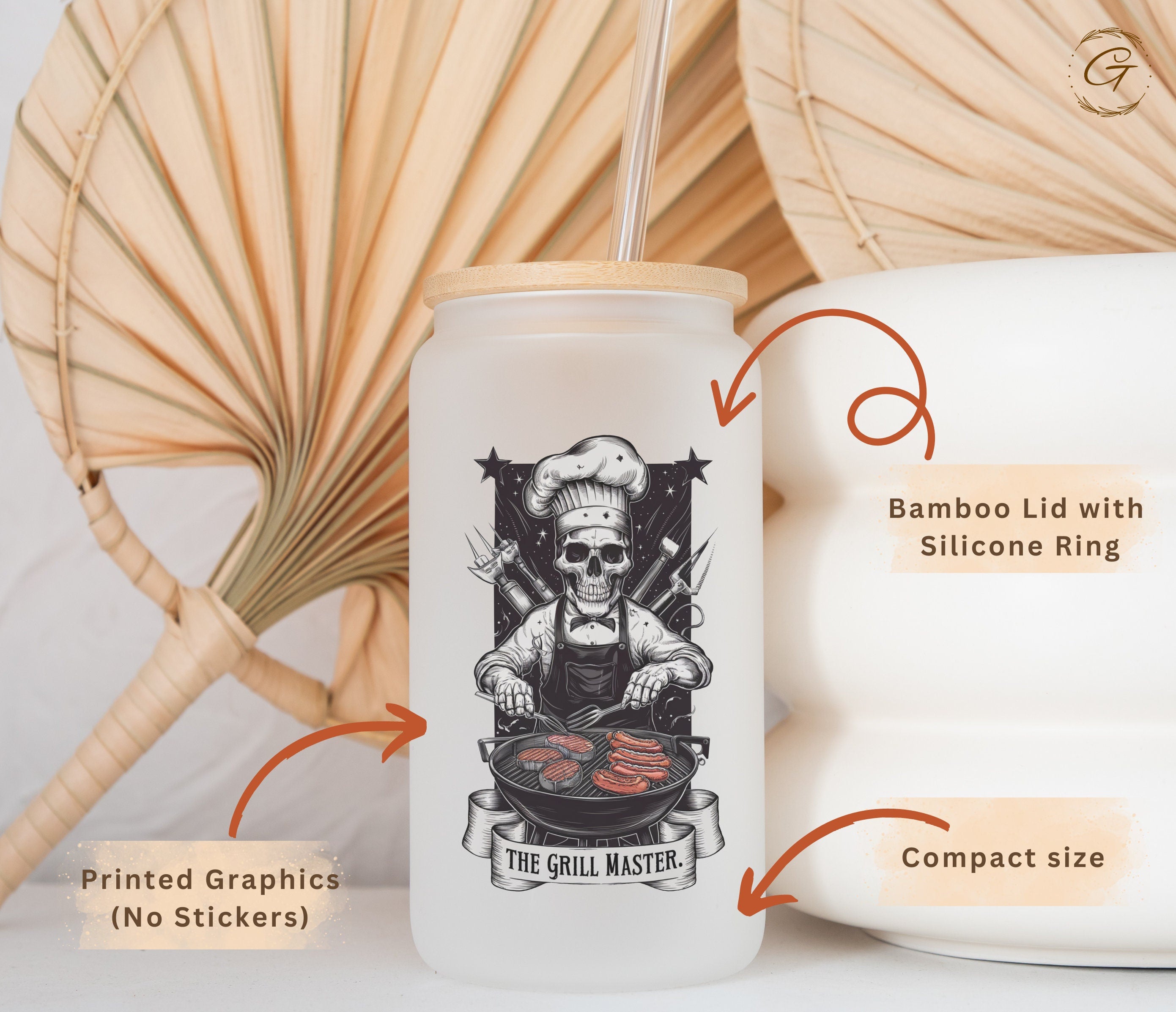 16oz Frosted Glass Cup for Dads, Libbey Grill Master Father's Day, Grandpa Gift, New Dad Announcement, Unique BBQ Gift, Custom Dad Glass Cup