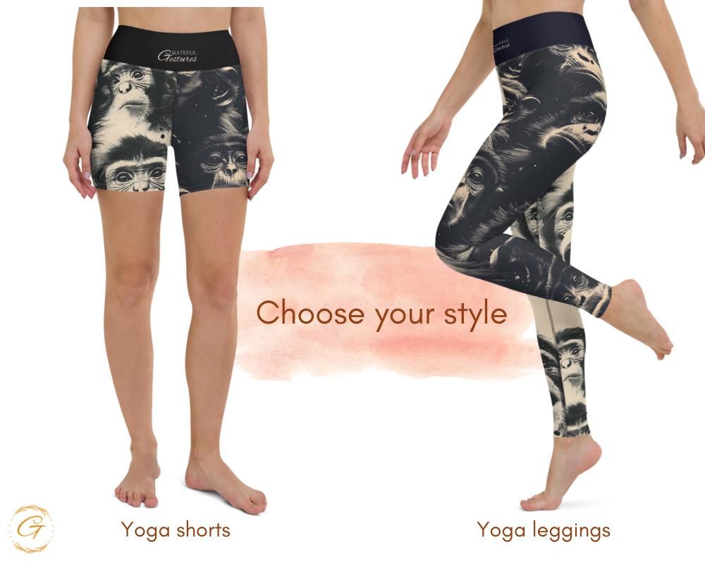 Custom AOP Yoga Leggings and Shorts with Monkey Design - Unique Animal Print Activewear for Women - Choose Your Style Yoga Pant, Yoga Outfit
