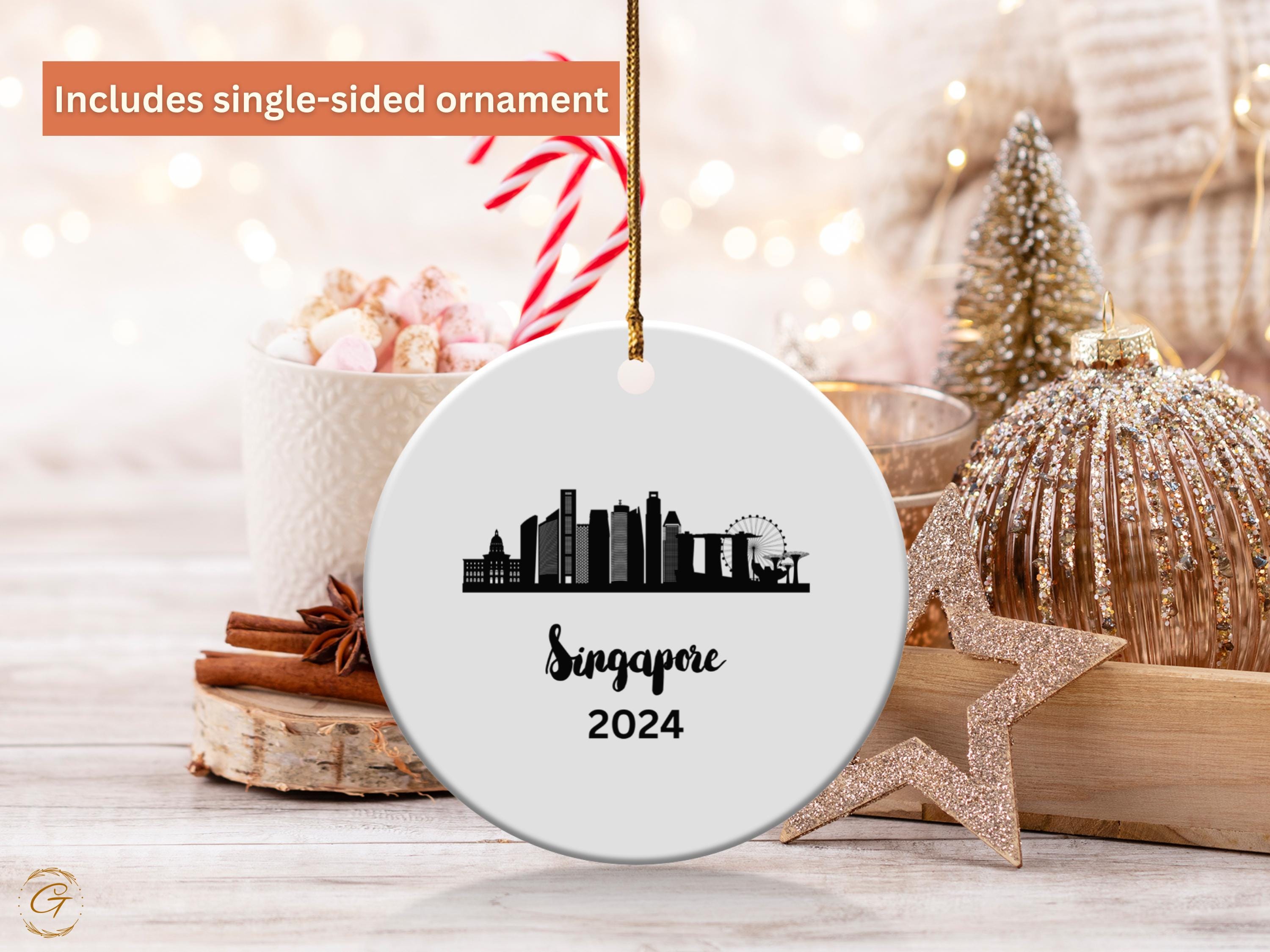 Singapore Skyline Ornament 2024, Cityscape Souvenirs, Travel Keepsakes, Unique Singapore Gift, Holiday Decorations, Ideal Gift for Travelers