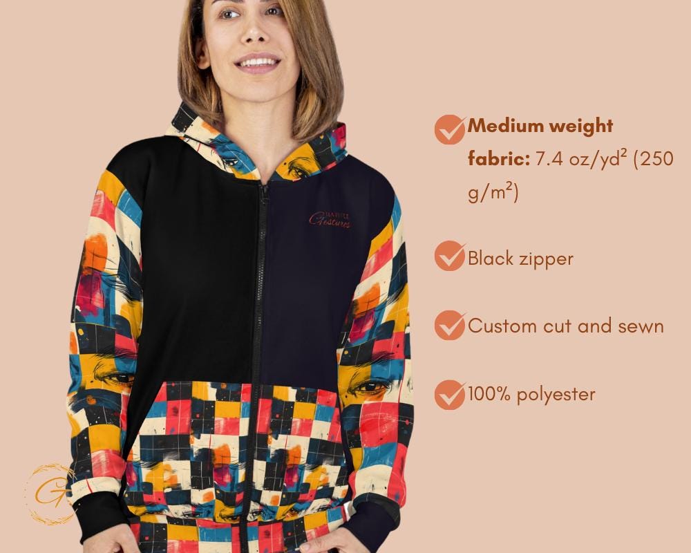Retro Checkered Unisex Zip Hoodie All-Over Print