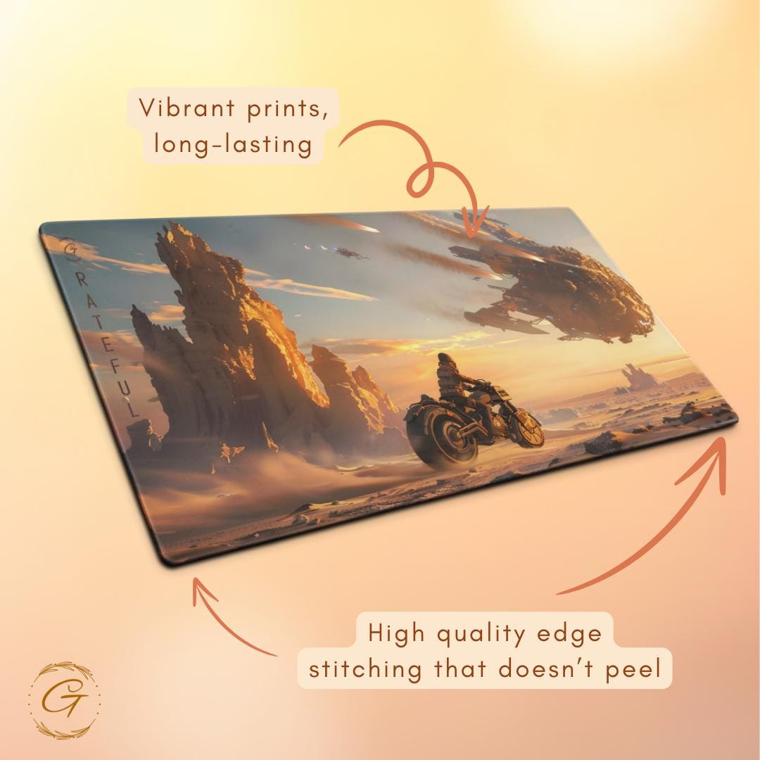 Futuristic Sci-Fi Gaming Mouse Pad, Large Extended Desk Mat