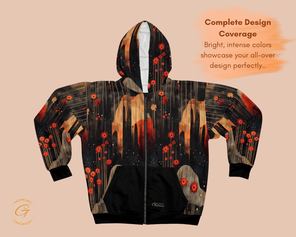Quantum Nature Black Design Unisex Zip Hoodie All-Over Print