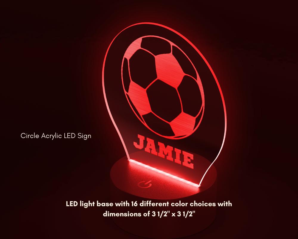 Sports Circle Acrylic LED Sign, Personalized Room Decor