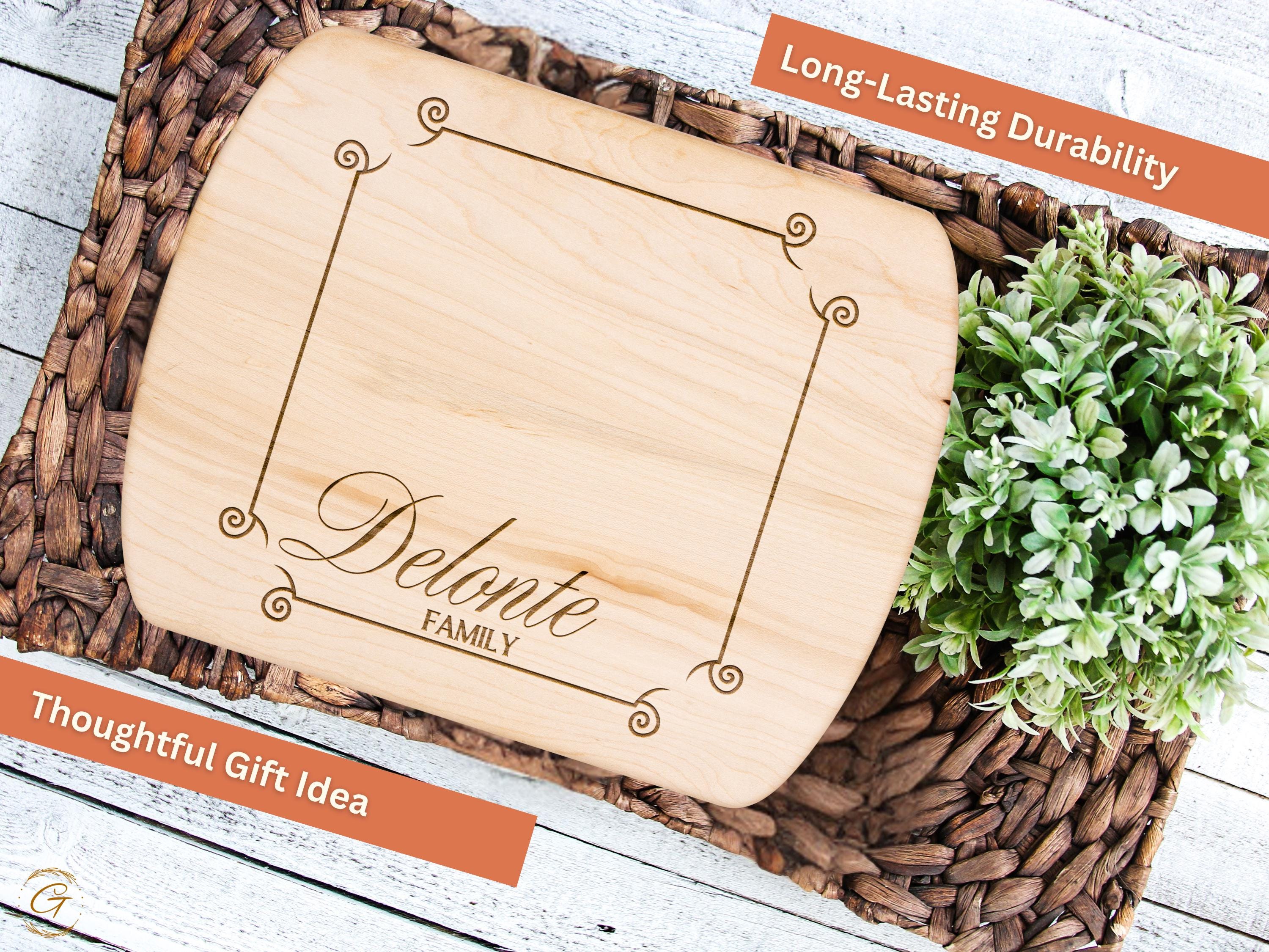 Personalized Hardwood Oval Cutting Boards - Custom Engraved Family Name Boards - Wedding, Housewarming, Charcuterie, Gift for Kitchen Lovers