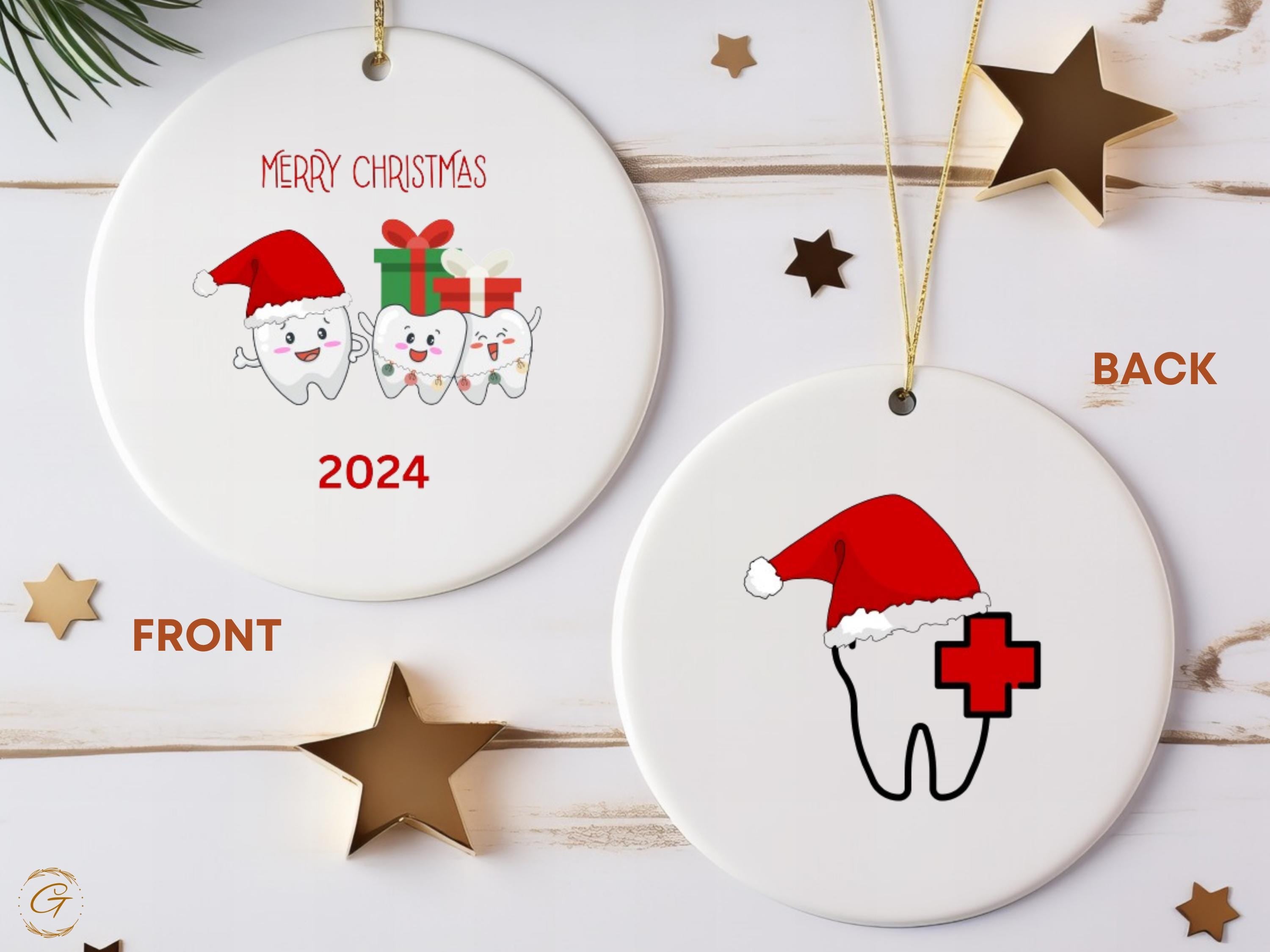 Dentist Christmas 2024 Ornaments, Cute Tooth Family Xmas Ornament