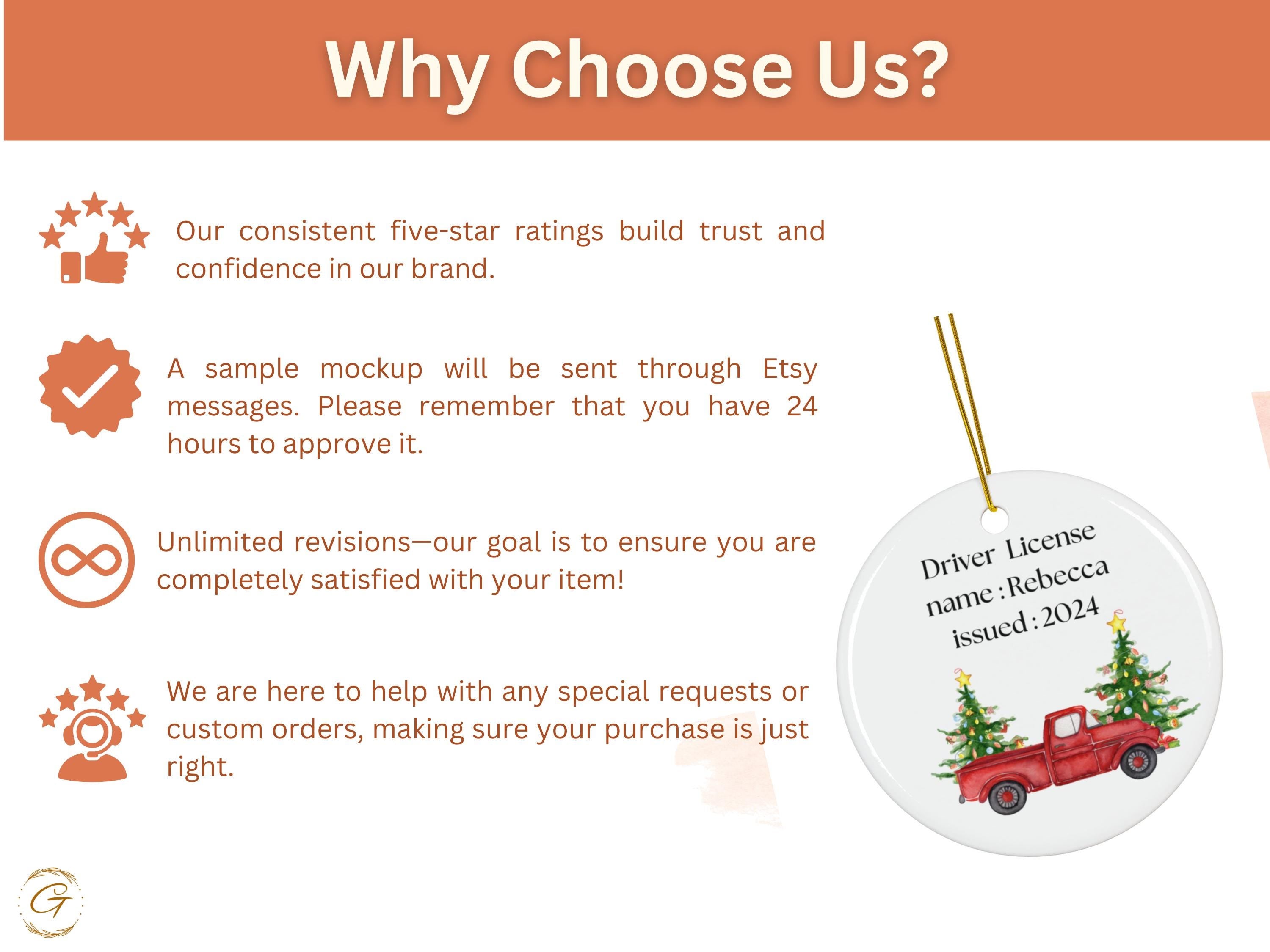 Personalized Christmas Drivers License Ornament, New Driver Gift Holiday Keepsake, Custom Name and Year Décor Christmas Gift for New Drivers