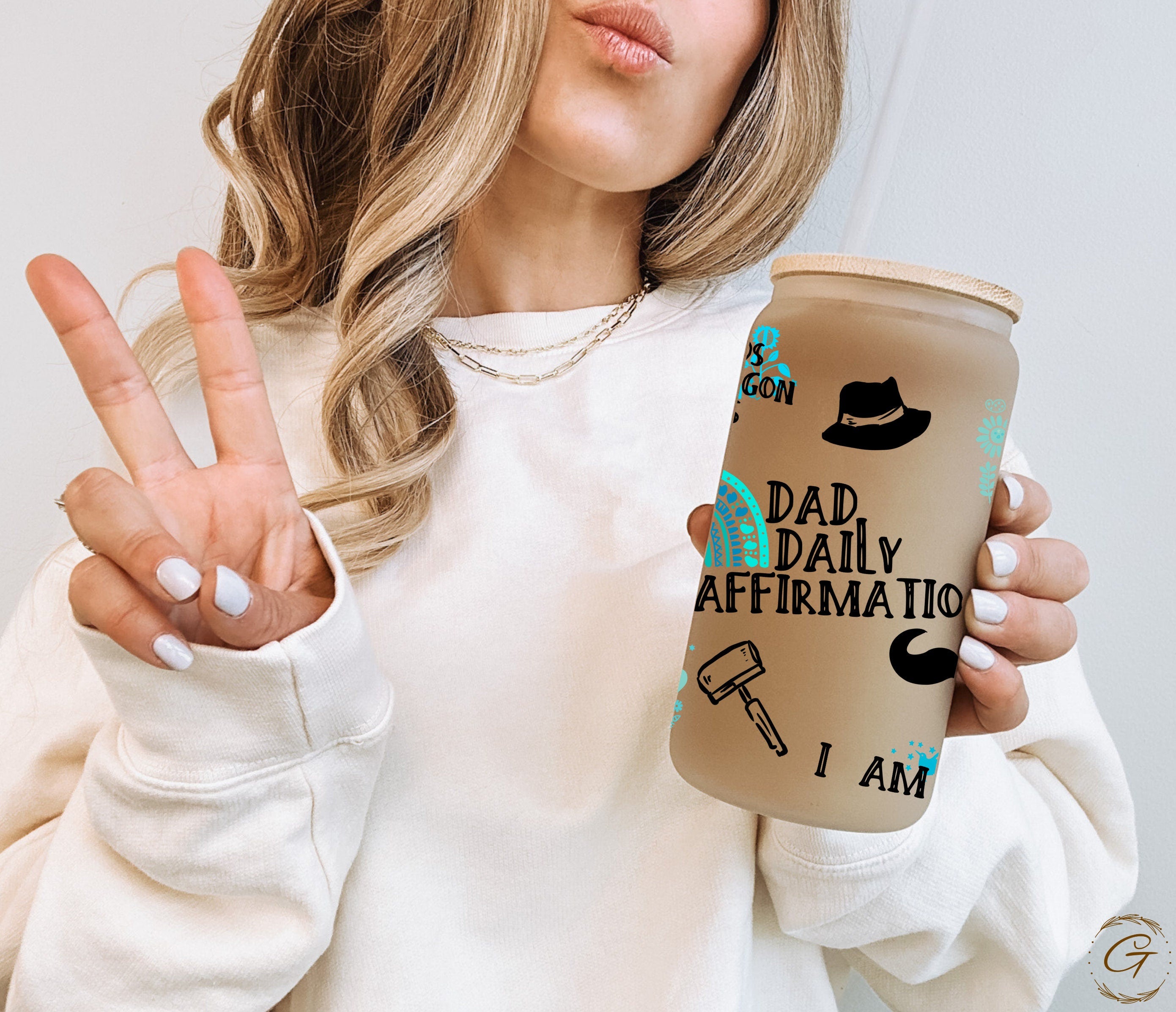 Dad Daily Affirmation 16oz Coffee Cup for DadTumbler, Frosted Coffee Cup for Dad - Personalized Father's Day Present, Father's Day Gift Idea