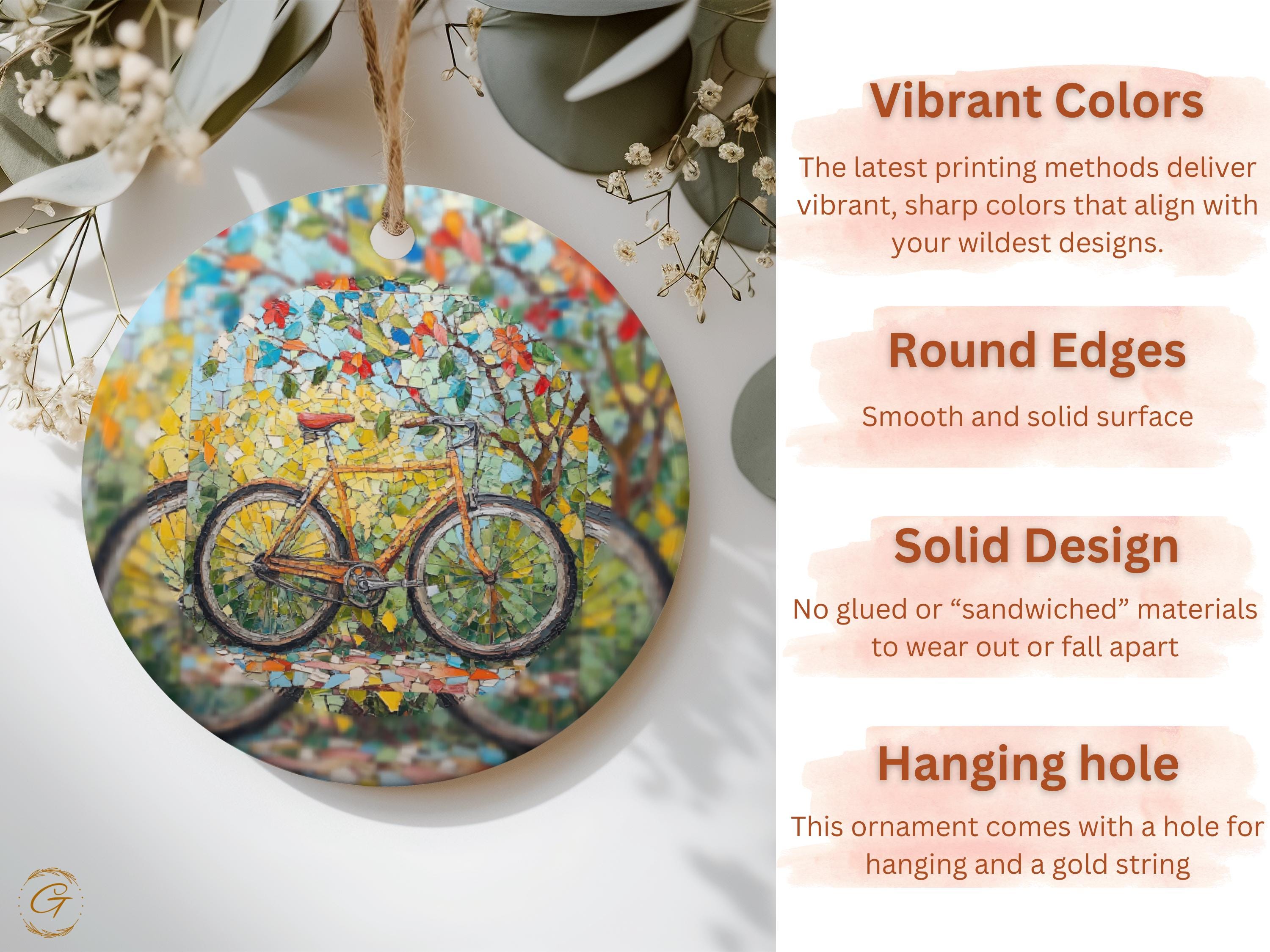 Colorful Bicycle Mosaic Ornament, Handmade Bicycle Cute Wall Art, Unique Home Decoration, Bicycle Lovers Gift,Vibrant Mosaic Bicycle Artwork