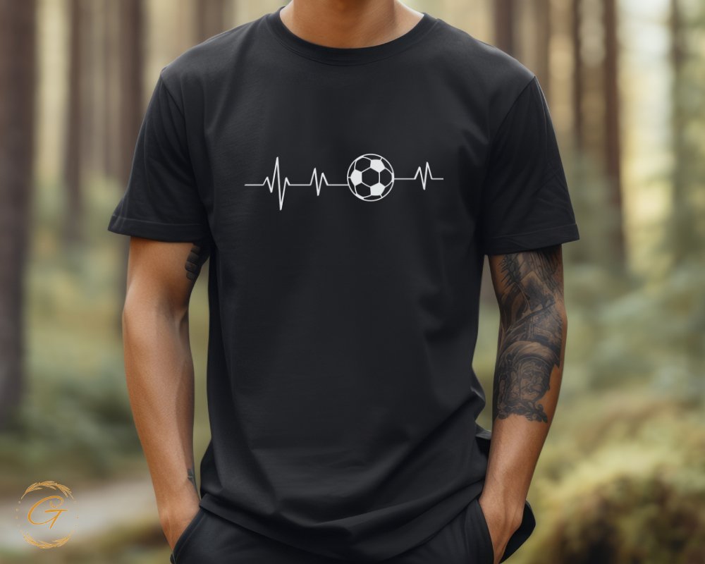 Soccer Heartbeat Design Black T-shirt Stylish product