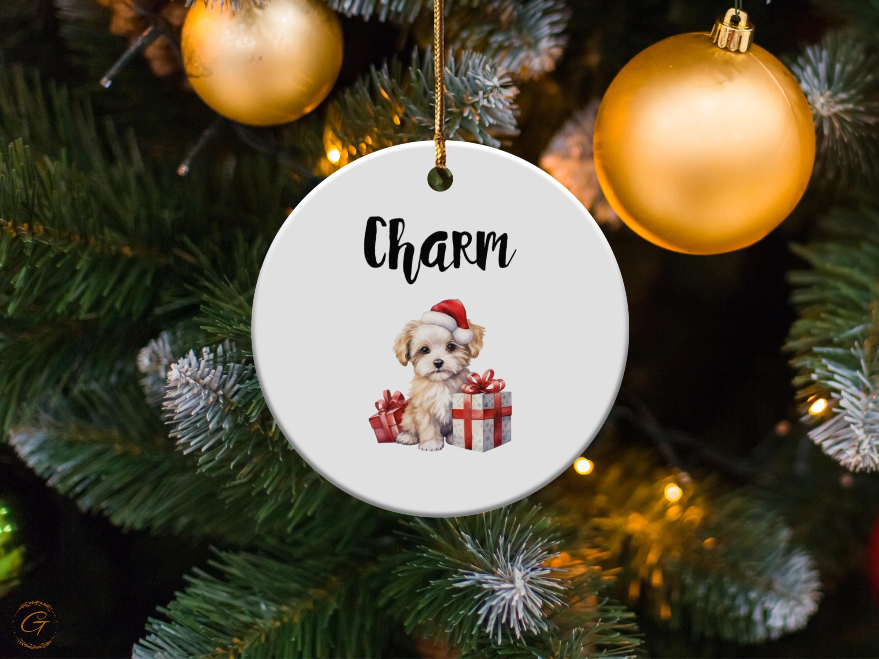 Personalized Christmas Puppy Ornament, Cute Puppy with Santa Hat, Holiday Gift Ornament, Decorative Puppy Ornaments, Festive Puppy Keepsakes