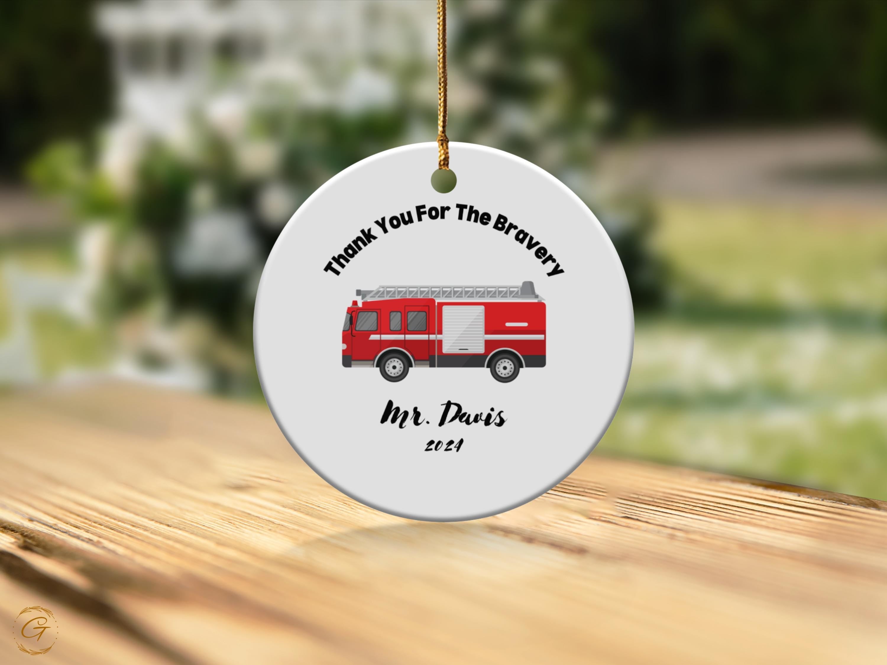 Personalized Fire Truck Ornament, First Responder Gifts