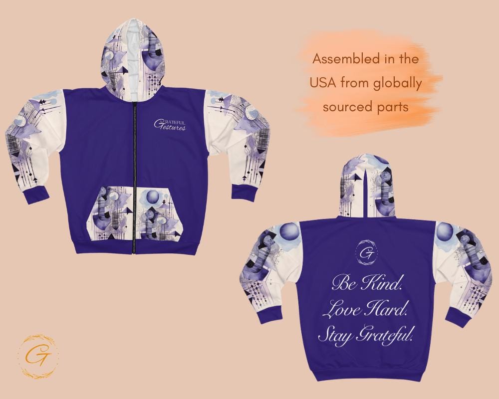 Quantum Pastel Purple Color Design Unisex Zip Hoodie All-Over Print
