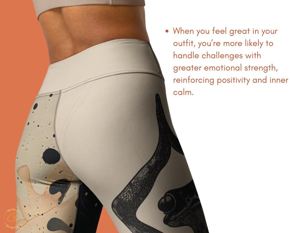 Gecko Beige AOP Yoga Leggings and Shorts with Abstract Art -High-Waisted Activewear for Women, Yoga, Workout, Gym and Lounge Wear Yogis Gift