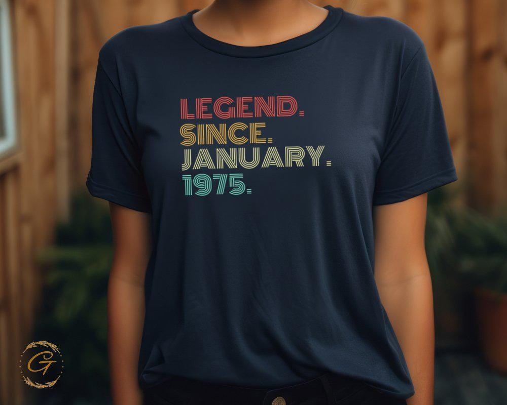 Legend Since January 1975 Retro Birthday Tee, Vintage Birthyear T-Shirt