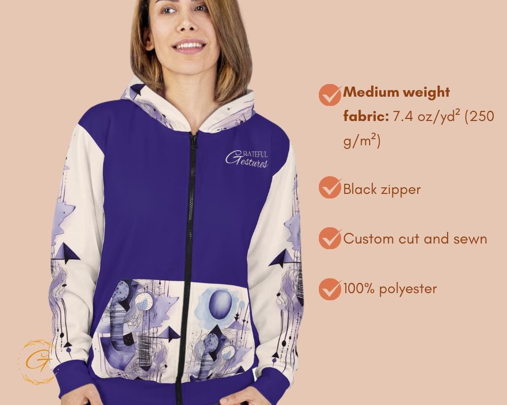 Quantum Pastel Purple Color Design Unisex Zip Hoodie All-Over Print