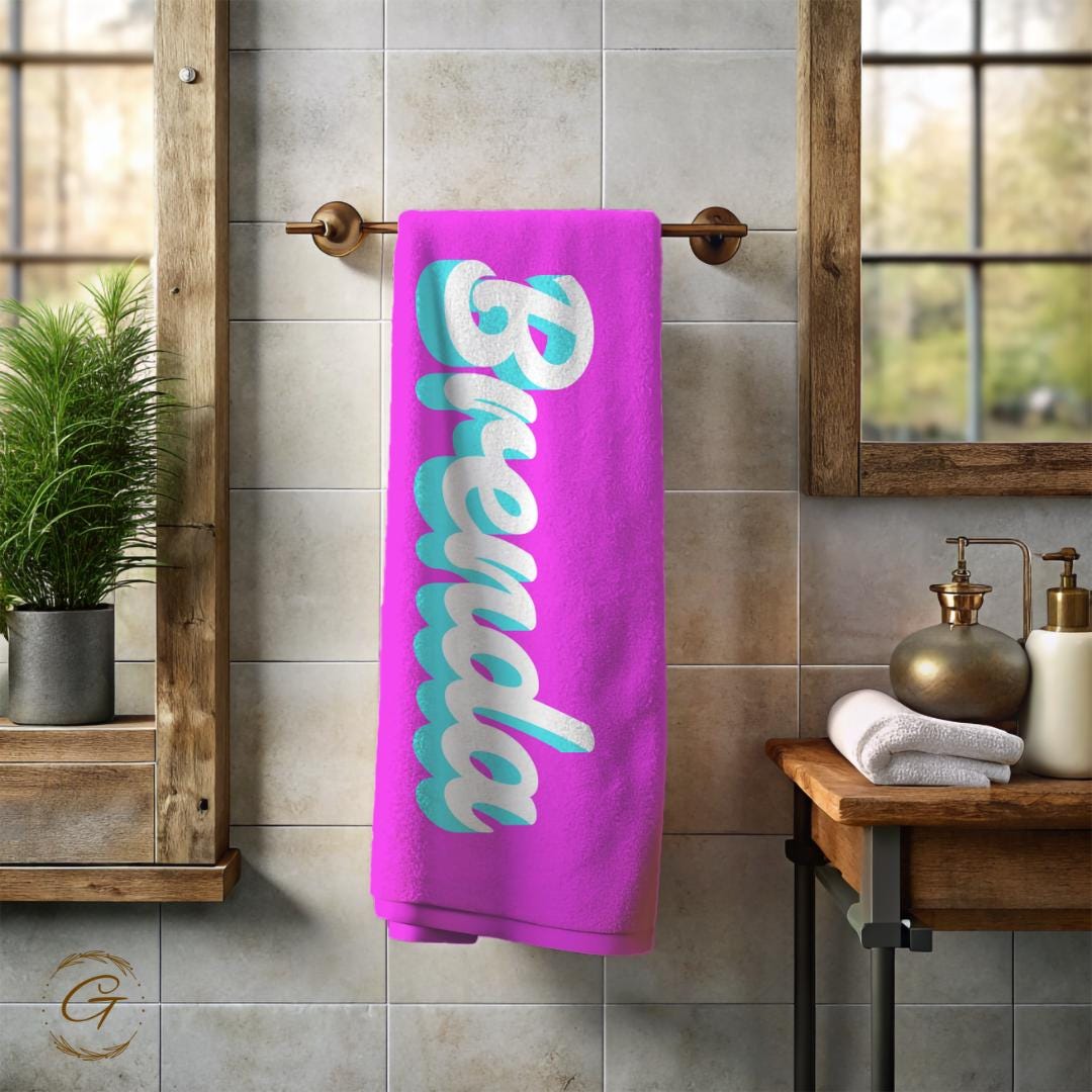 Summer Pink Beach Towel with Custom Name