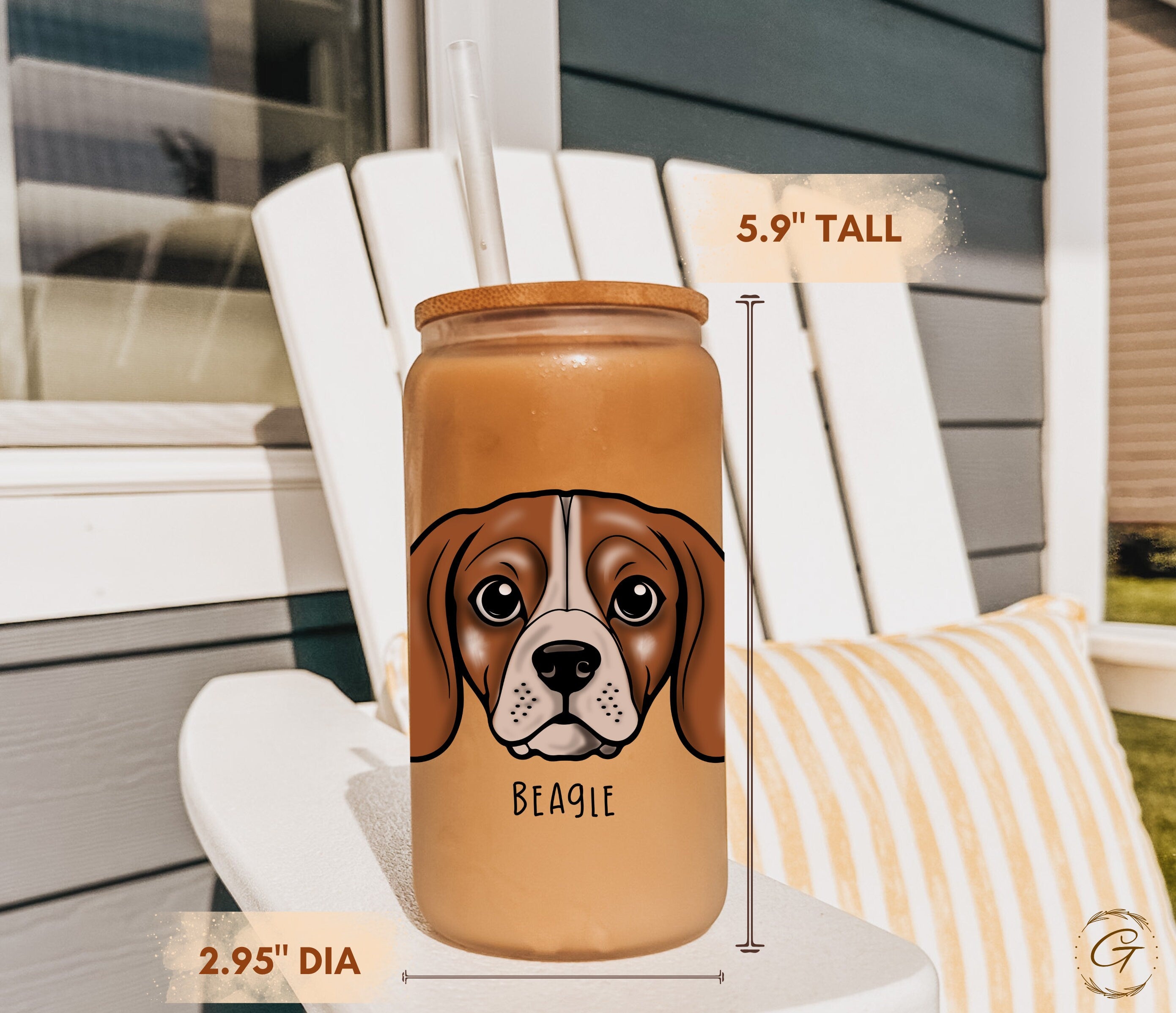 Beagle Dog Frosted Glass Cup