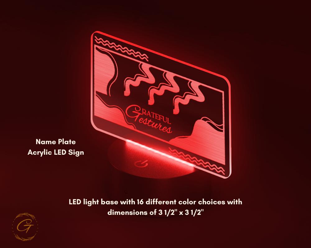 Abstract Grateful Gestures Design Acrylic LED Sign