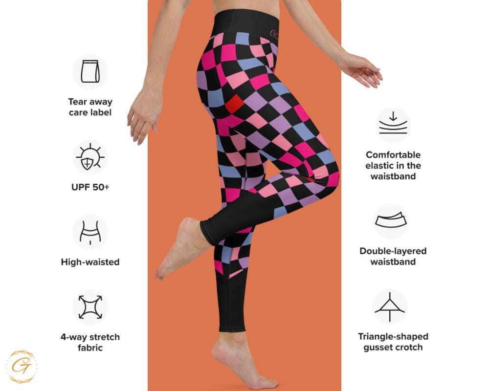 Vibrant Checkered Design Yoga Shorts and Leggings Comfortable High Quality Activewear Perfect for Workout Yoga Everyday Wear Stretchy Fabric