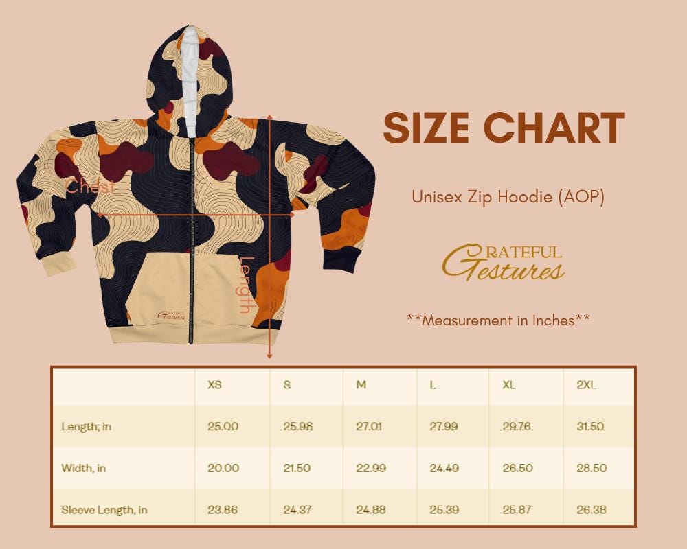 Wave Lines Design Unisex Zip Hoodie All-Over Print