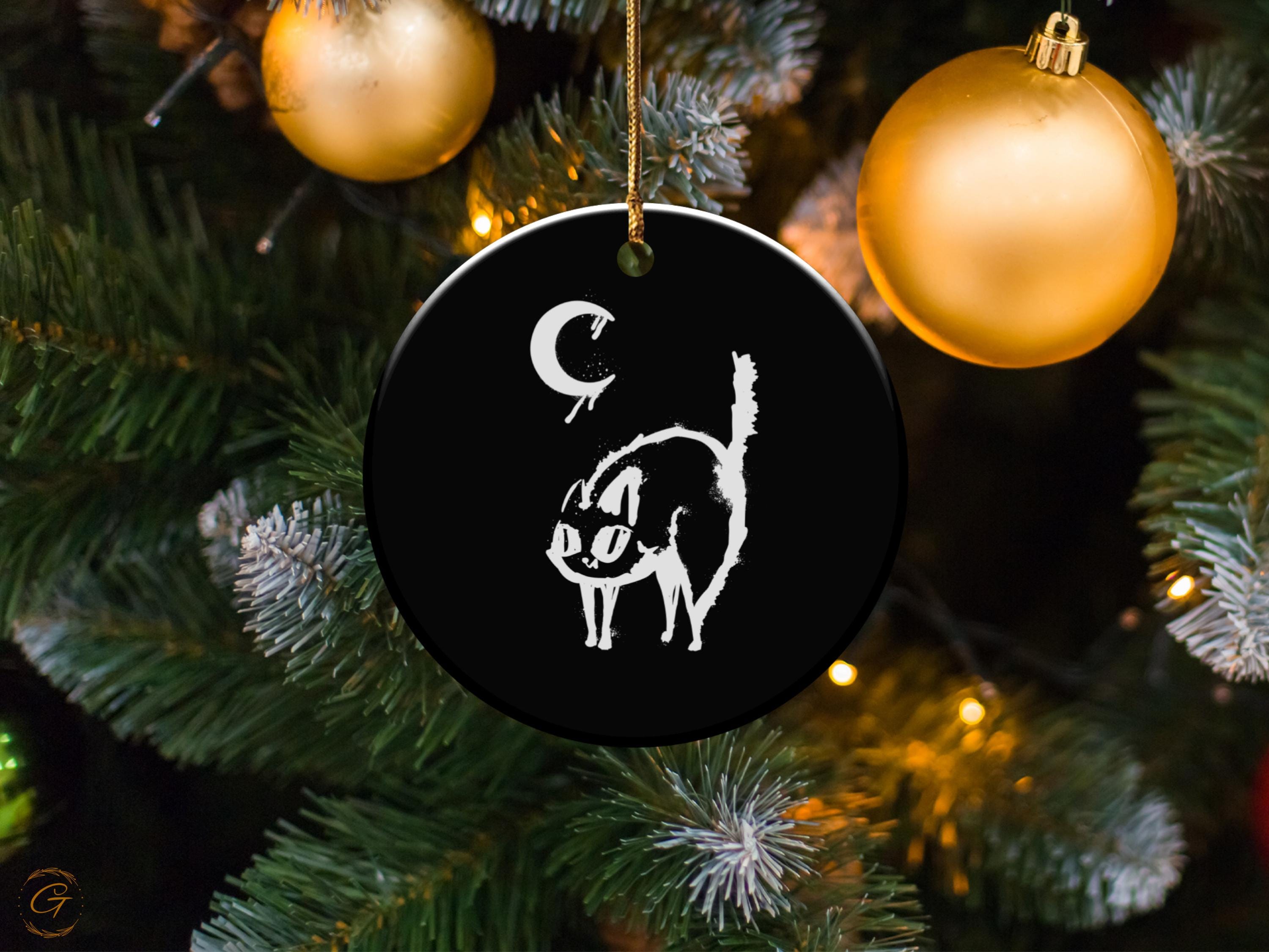 Black Cat Moon Spooky Ornament, Halloween Cat Home Decor, Witchy Cat Art, Gothic Moon Decoration, Spooky Home Accessories, Ideal Spooky Gift