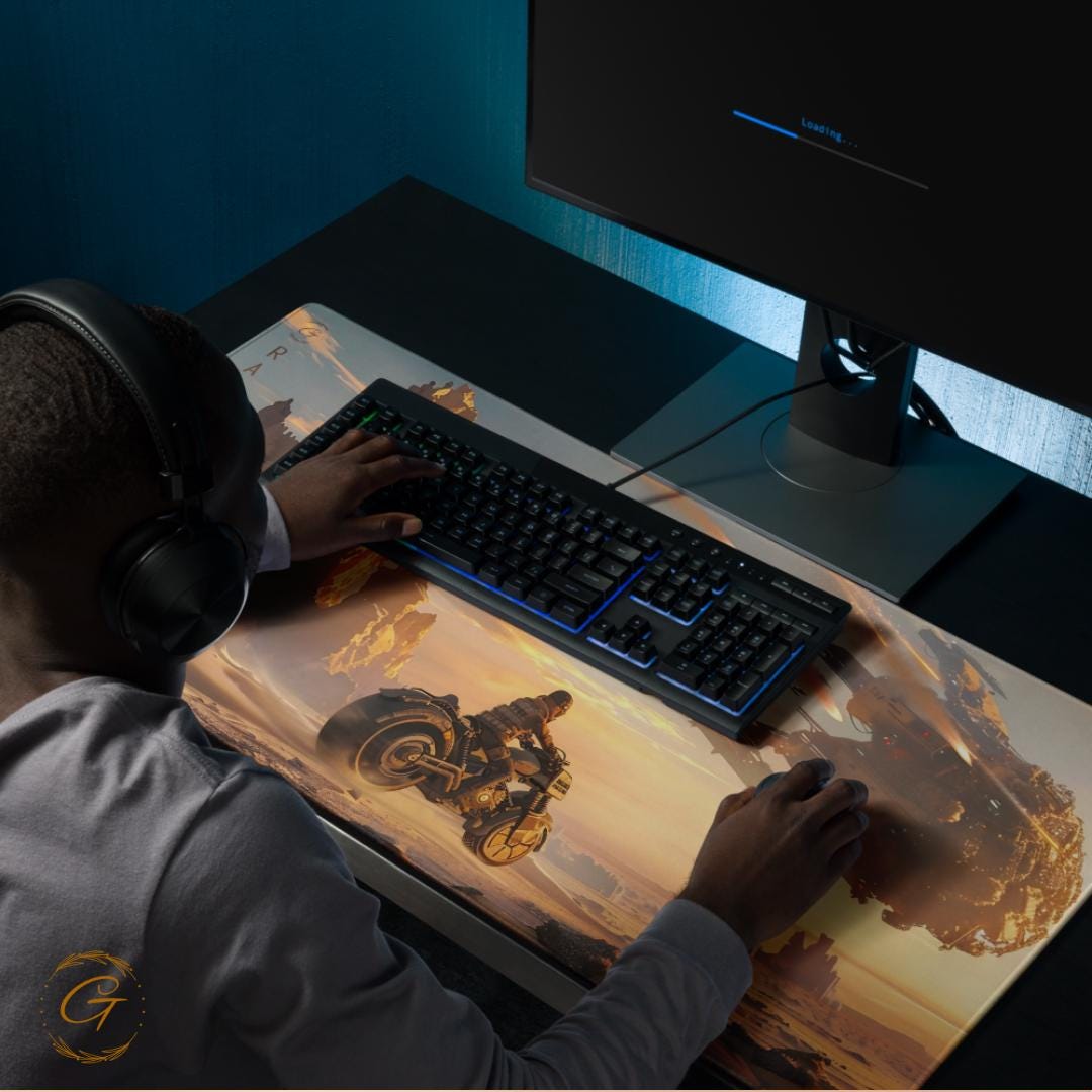 Futuristic Sci-Fi Gaming Mouse Pad, Large Extended Desk Mat