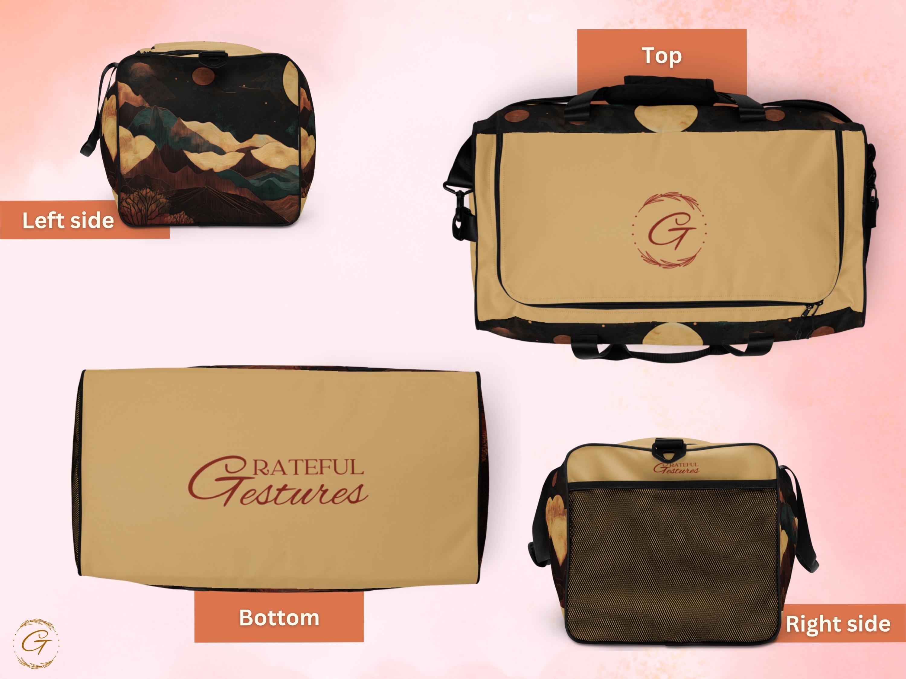 Grateful Gestures AOP Duffel Bag– Moonlit Mountain Design