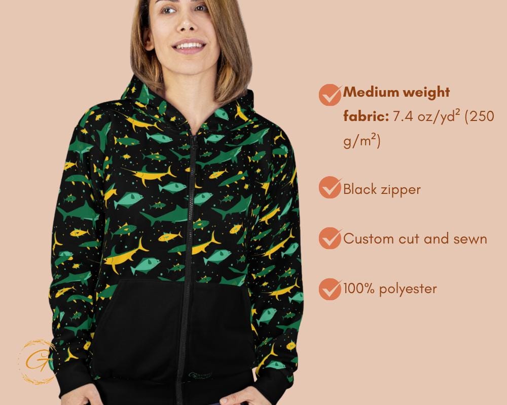 Fishing Design Unisex Zip Hoodie All-Over Print