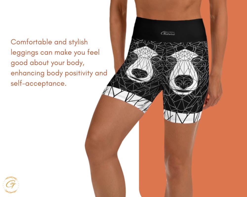 Geometric Bear High-Waisted Yoga Shorts