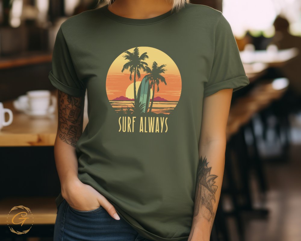 Surf Always Tropical Palm Sunset Graphic T-Shirt product type