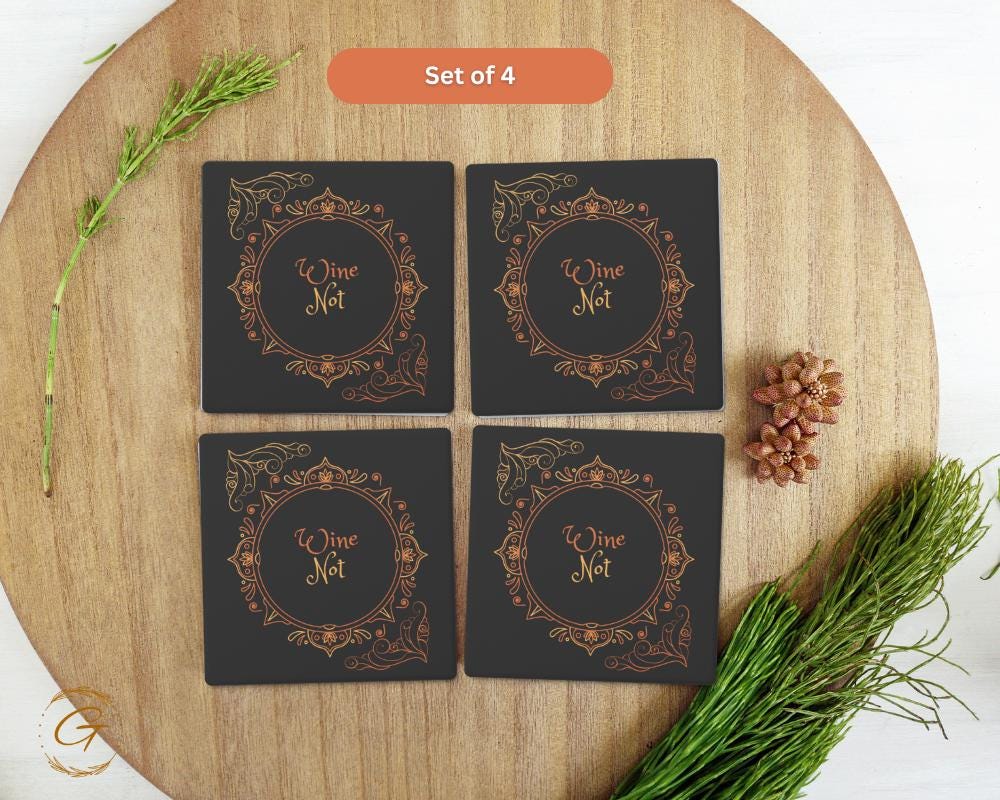 Soapstone Coaster with Wine Not Design, Fun Drink Coaster with Cork Backing Perfect for Wine Lovers, Stylish Holiday Gift Home and Bar Decor