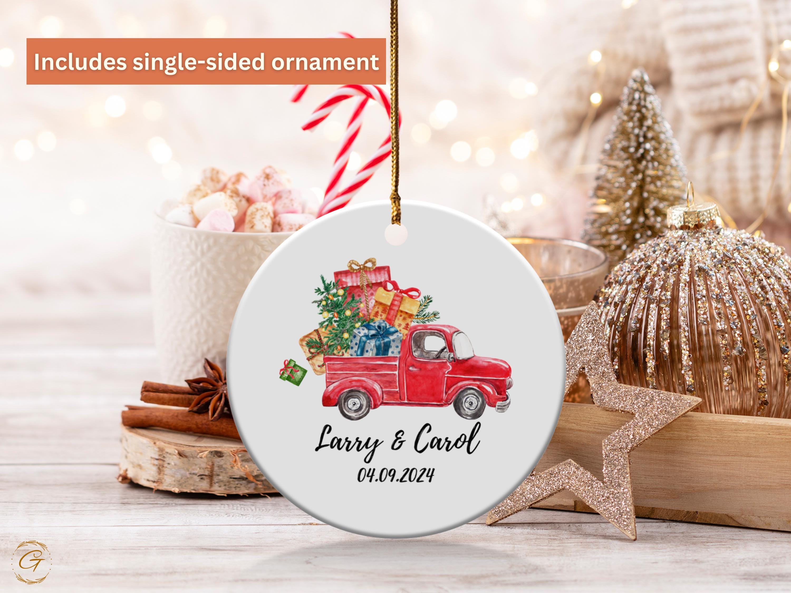 Personalized Pickup Couple Christmas Ornament, Personalized Holiday Decoration, Customizable with Names, Festive Keepsake, Holiday Keepsakes